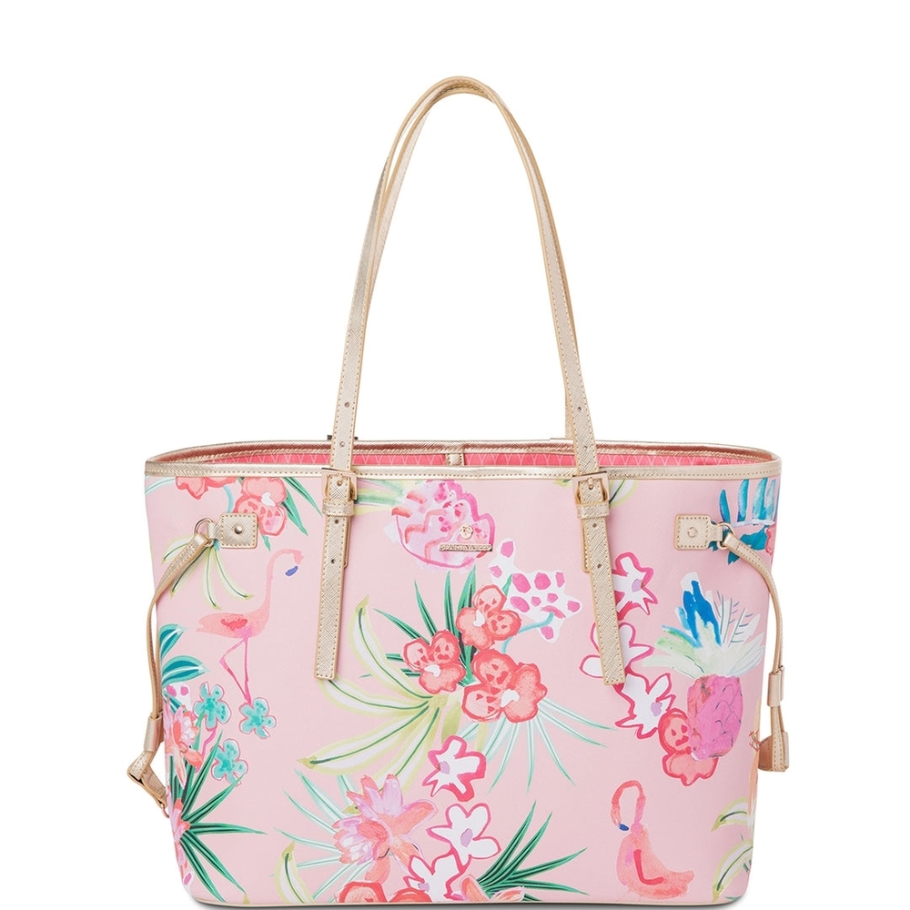 Spartina 449 Retreat Jetsetter Tote Flamingo Floral - Picture 2 of 7